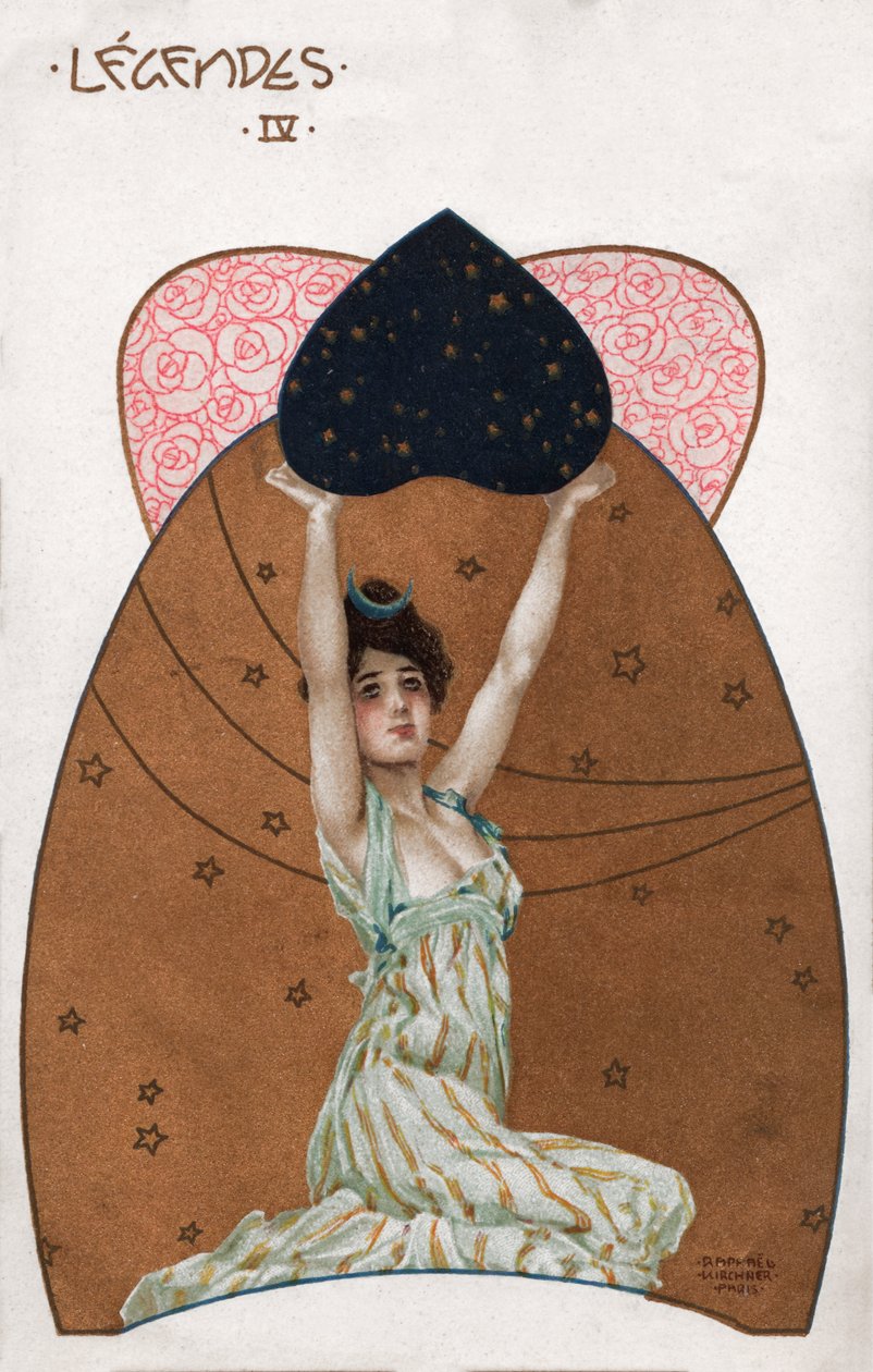Secession-tyylinen nainen, noin 1900 (kuvitus). tekijältä Raphael Kirchner