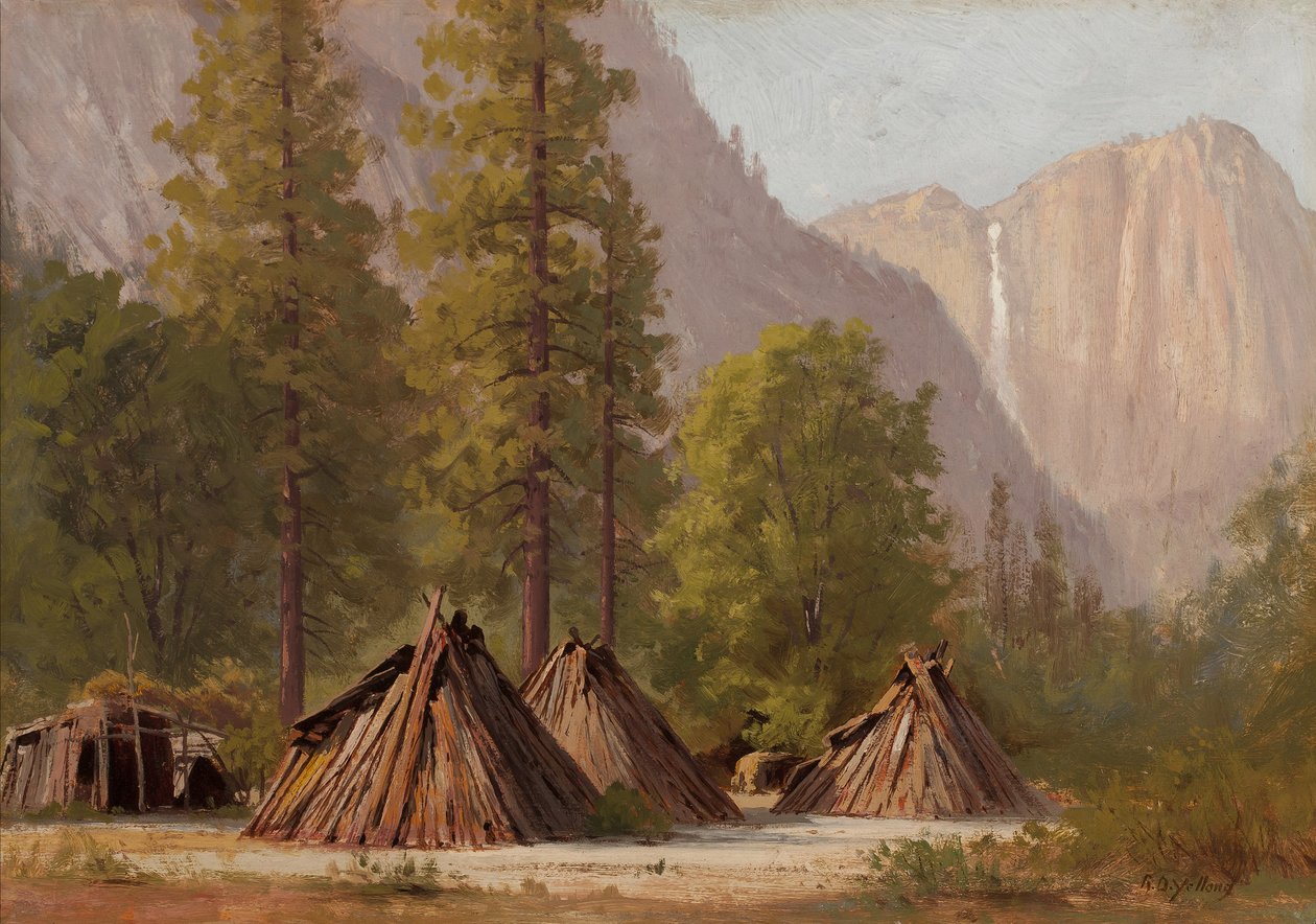 Yosemiten intiaanikylä, 1874 tekijältä Raymond Dabb Yelland