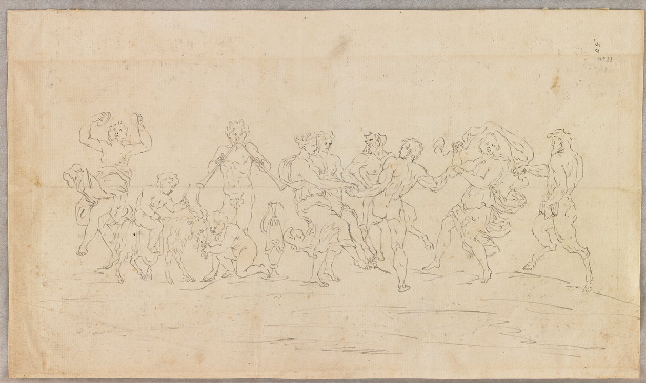 A Bacchanal (recto) (kynä ja musta muste) tekijältä Raymond Lafage