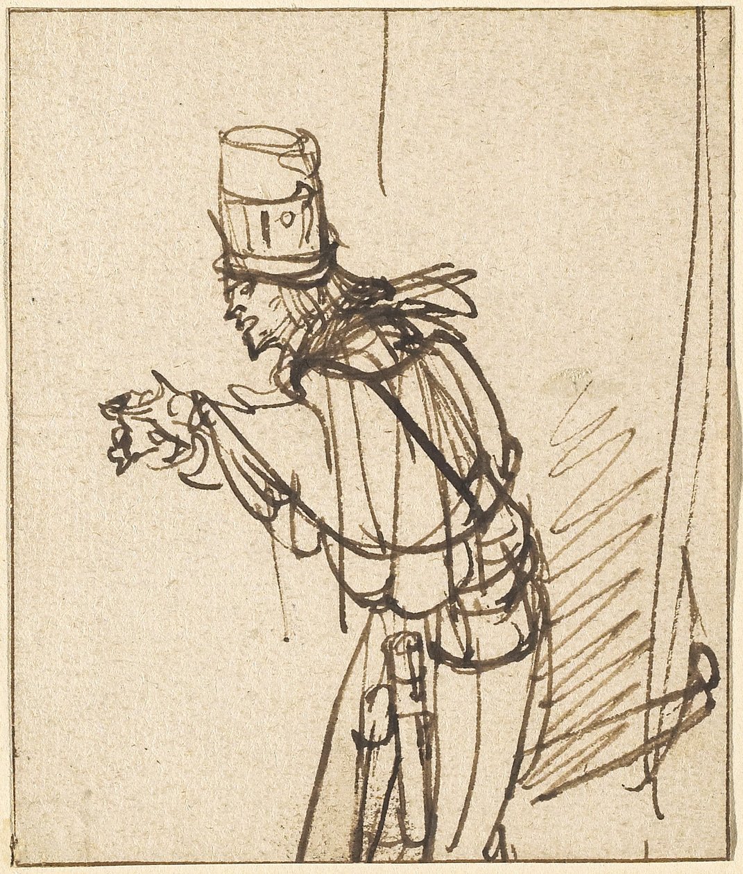 Quack, n. 1637 (kynä ja ruskea muste levitetylle paperille) tekijältä Rembrandt van Rijn