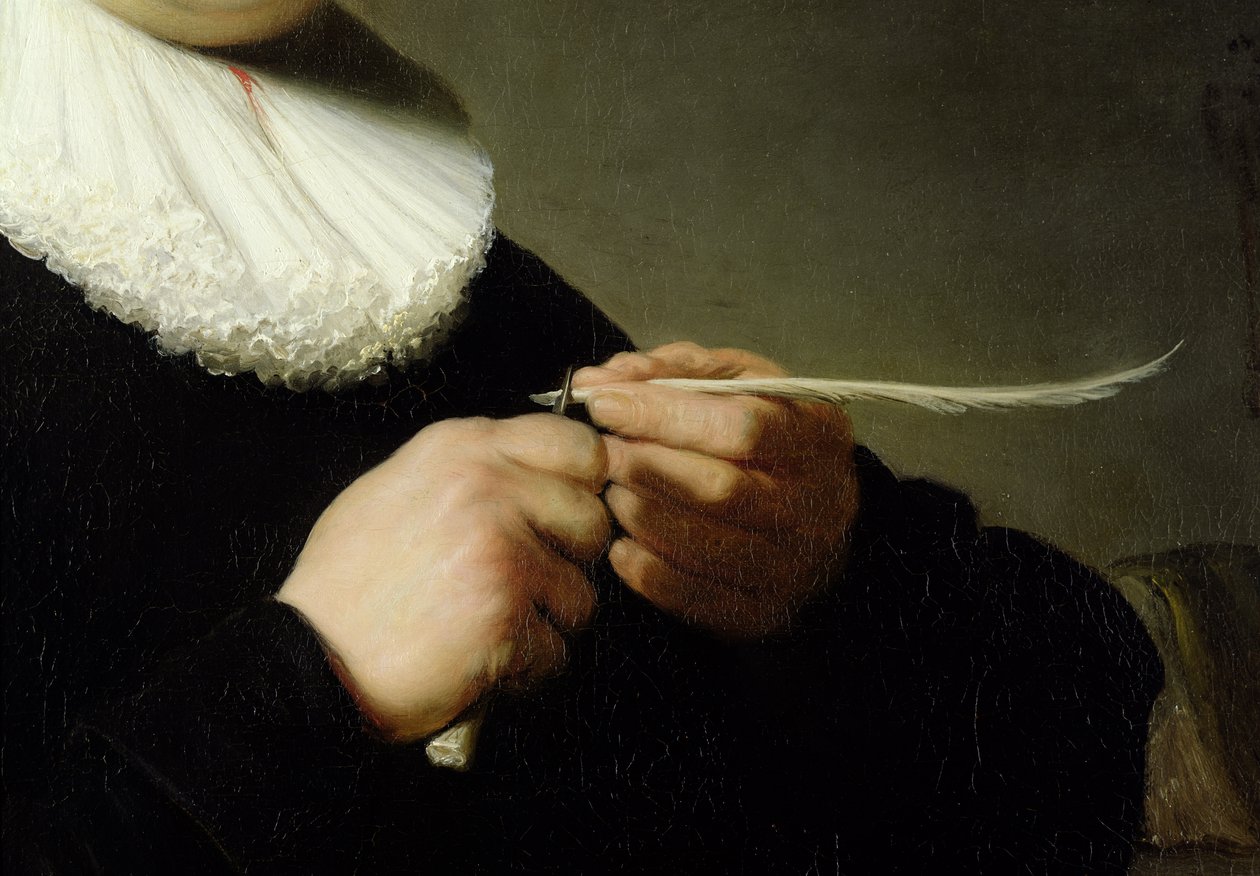 Mies teroitti kynää, 1632 (yksityiskohta) tekijältä Rembrandt van Rijn