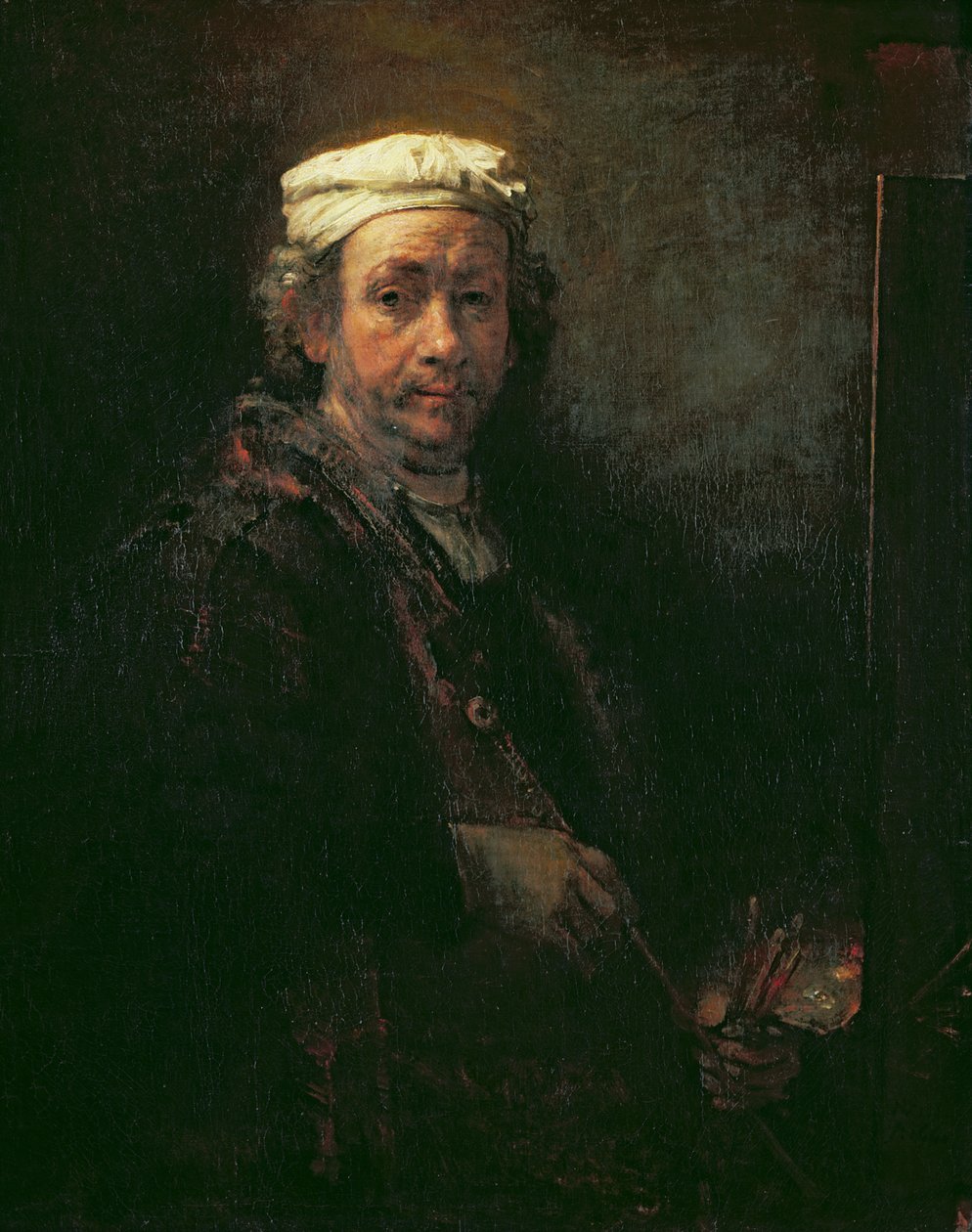 Taiteilijan muotokuva maalaustelineessa, 1660 tekijältä Rembrandt van Rijn