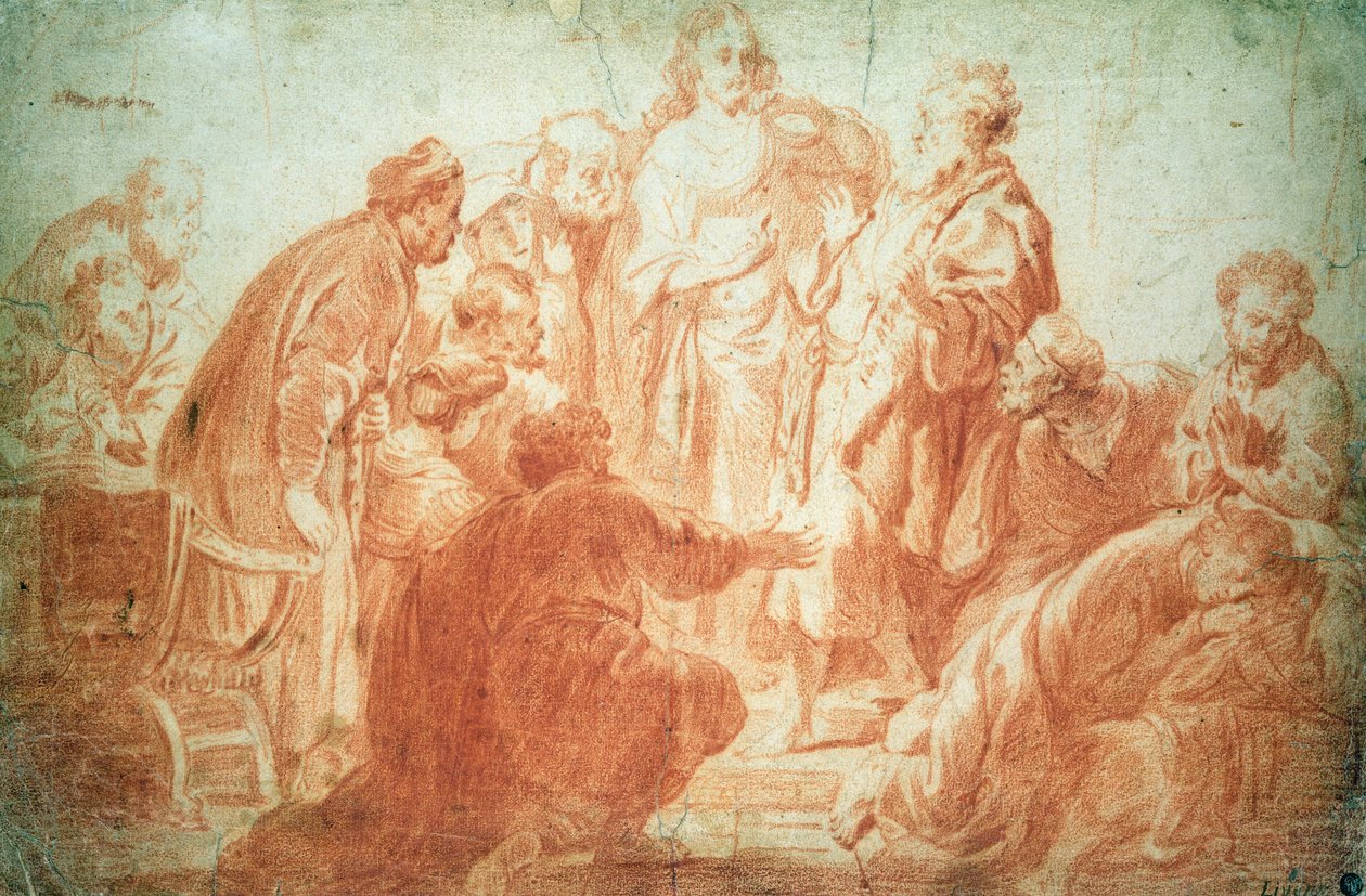 Epäilevä Thomas (punainen liitu paperilla) tekijältä Rembrandt van Rijn