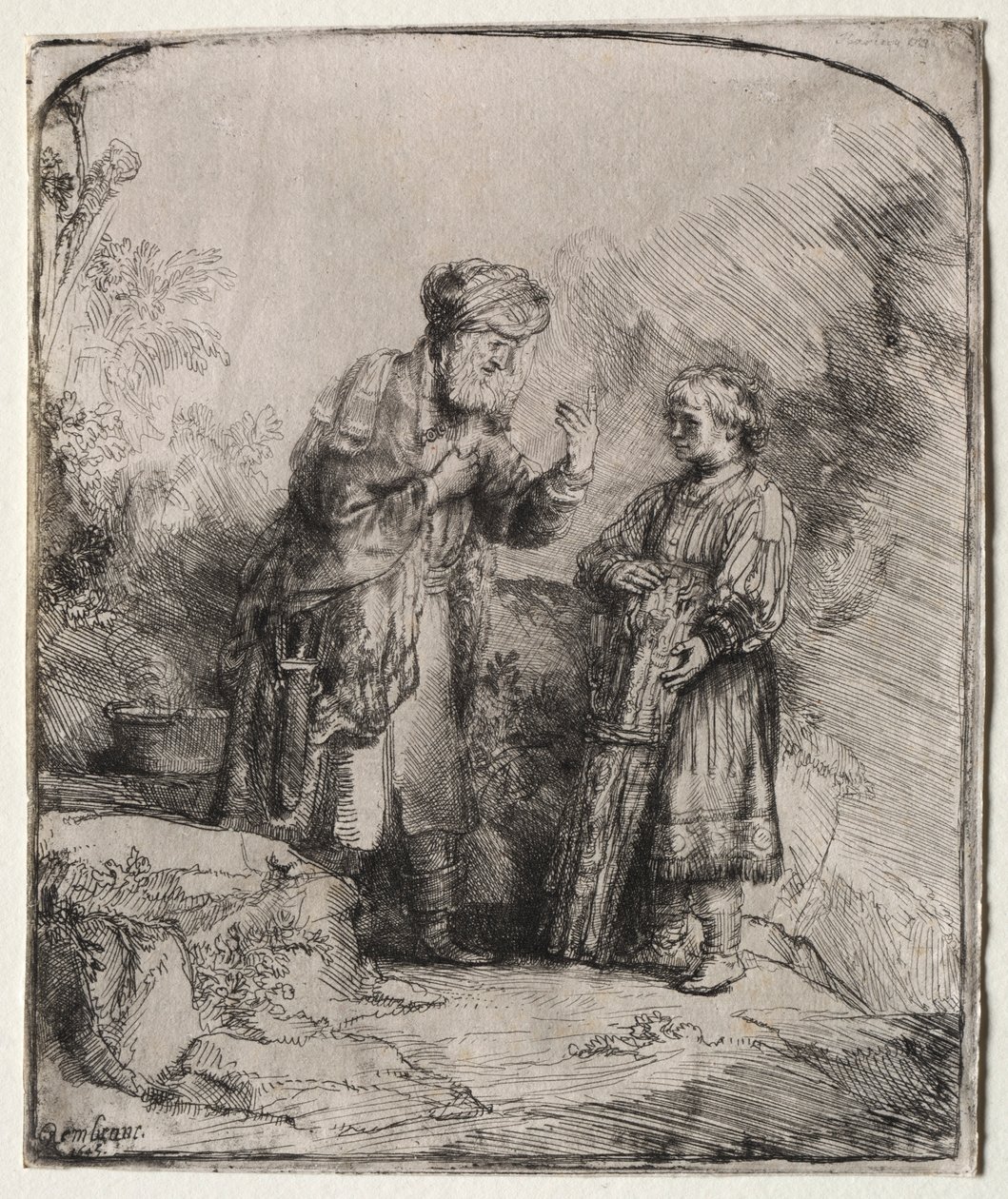 Abraham ja Iisak, 1645. tekijältä Rembrandt van Rijn