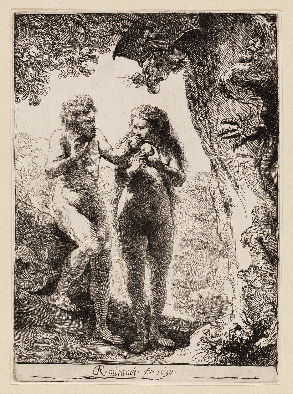 Aatami ja Eeva tekijältä Rembrandt van Rijn