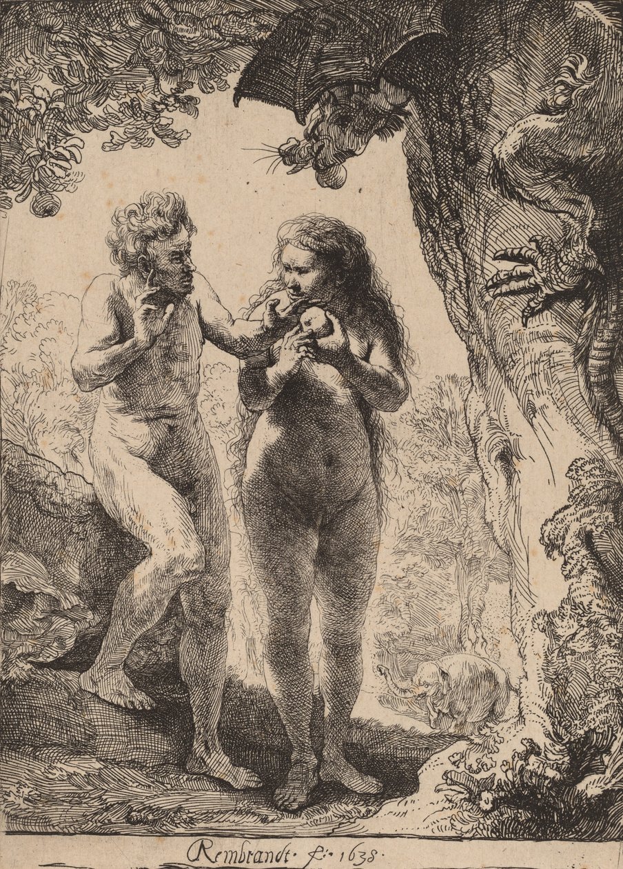 Aatami ja Eeva, 1638. tekijältä Rembrandt van Rijn