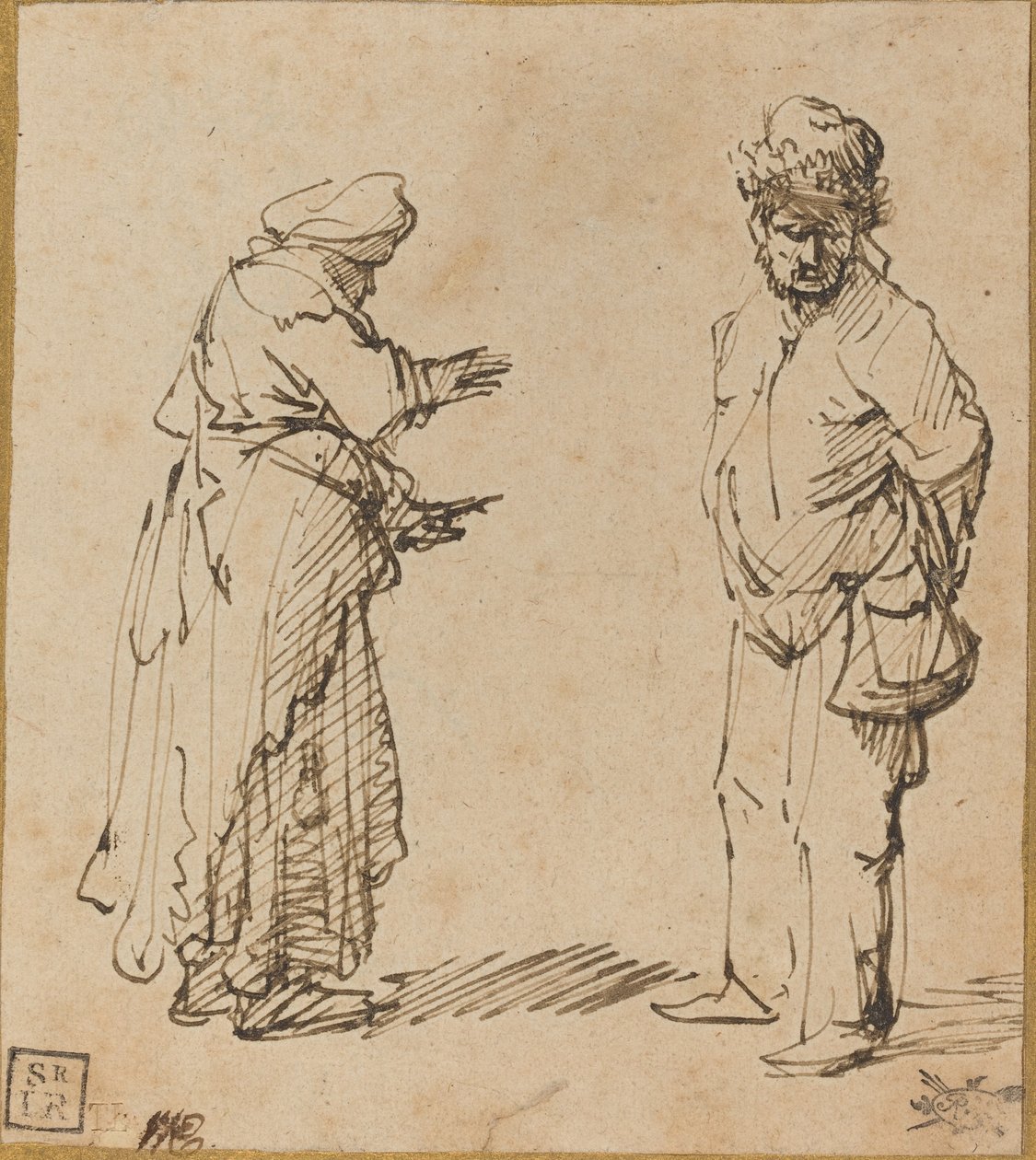Kerjäläinen mies ja nainen tekijältä Rembrandt van Rijn