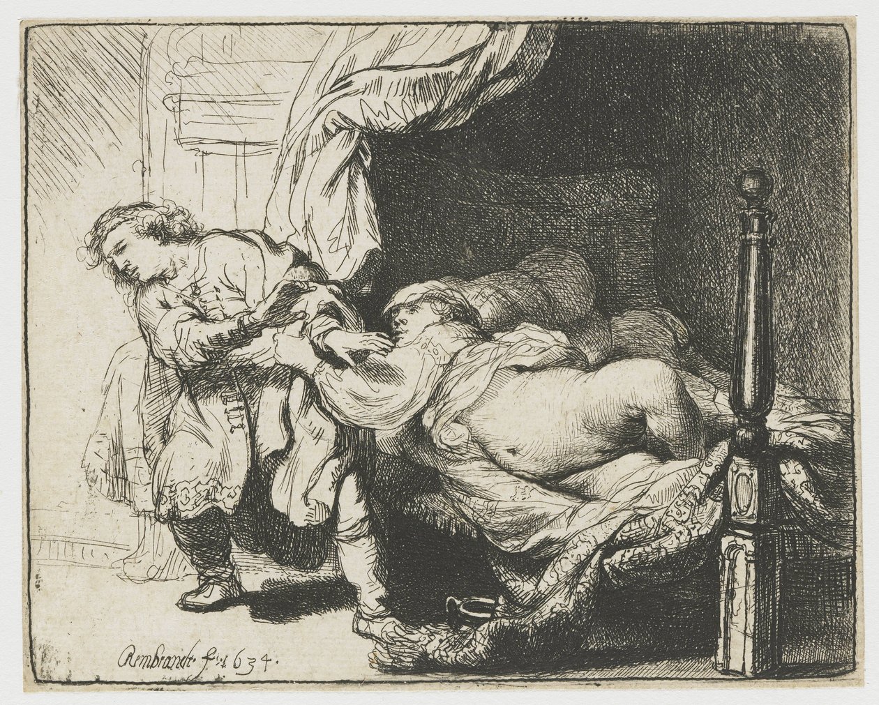 Joosefin ja Potifarin vaimo tekijältä Rembrandt van Rijn