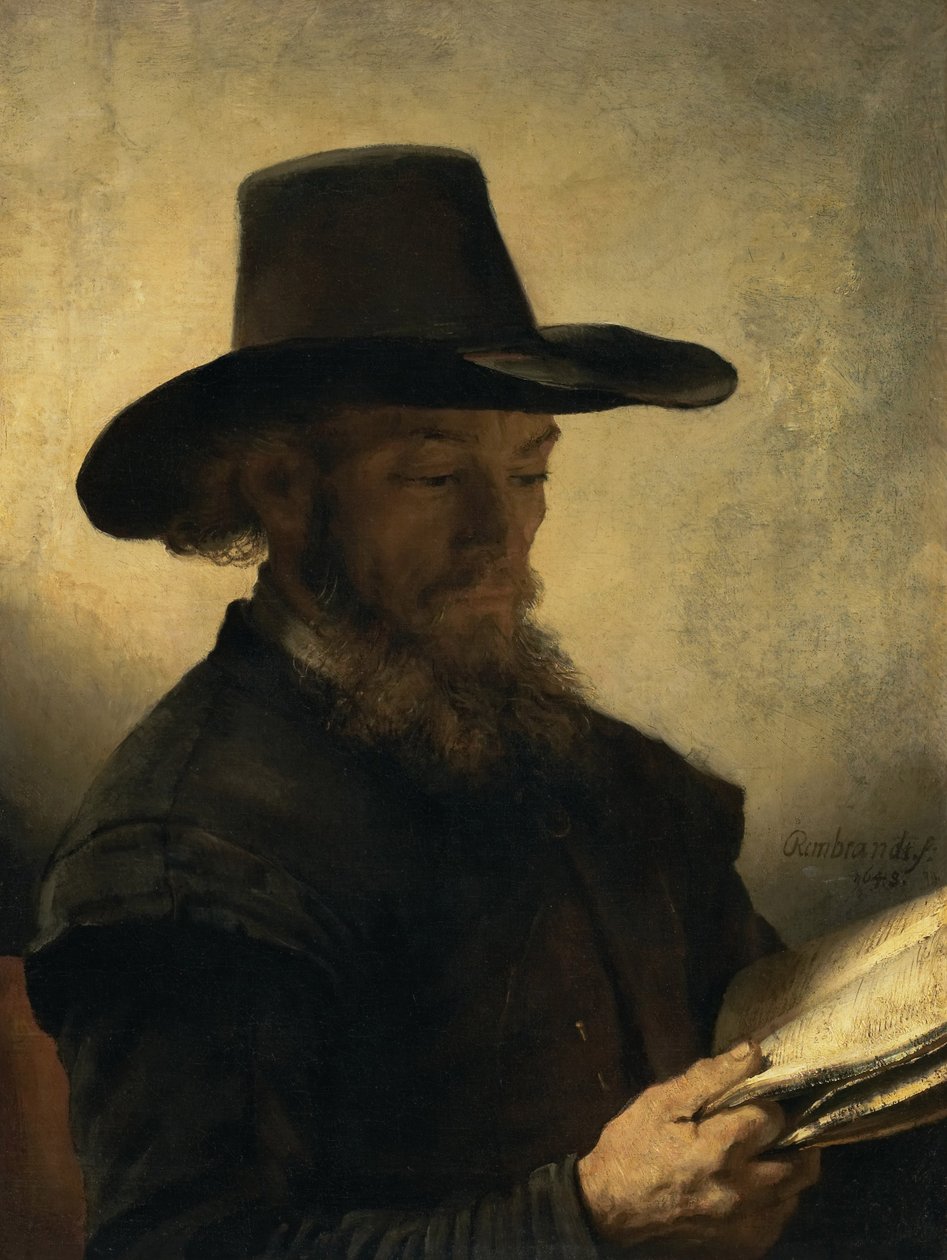 Man Reading, n. 1648 tekijältä Rembrandt van Rijn