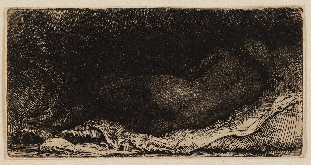 Makaava nainen alaston tekijältä Rembrandt van Rijn