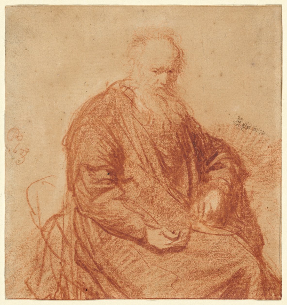 Istuva vanha mies tekijältä Rembrandt van Rijn