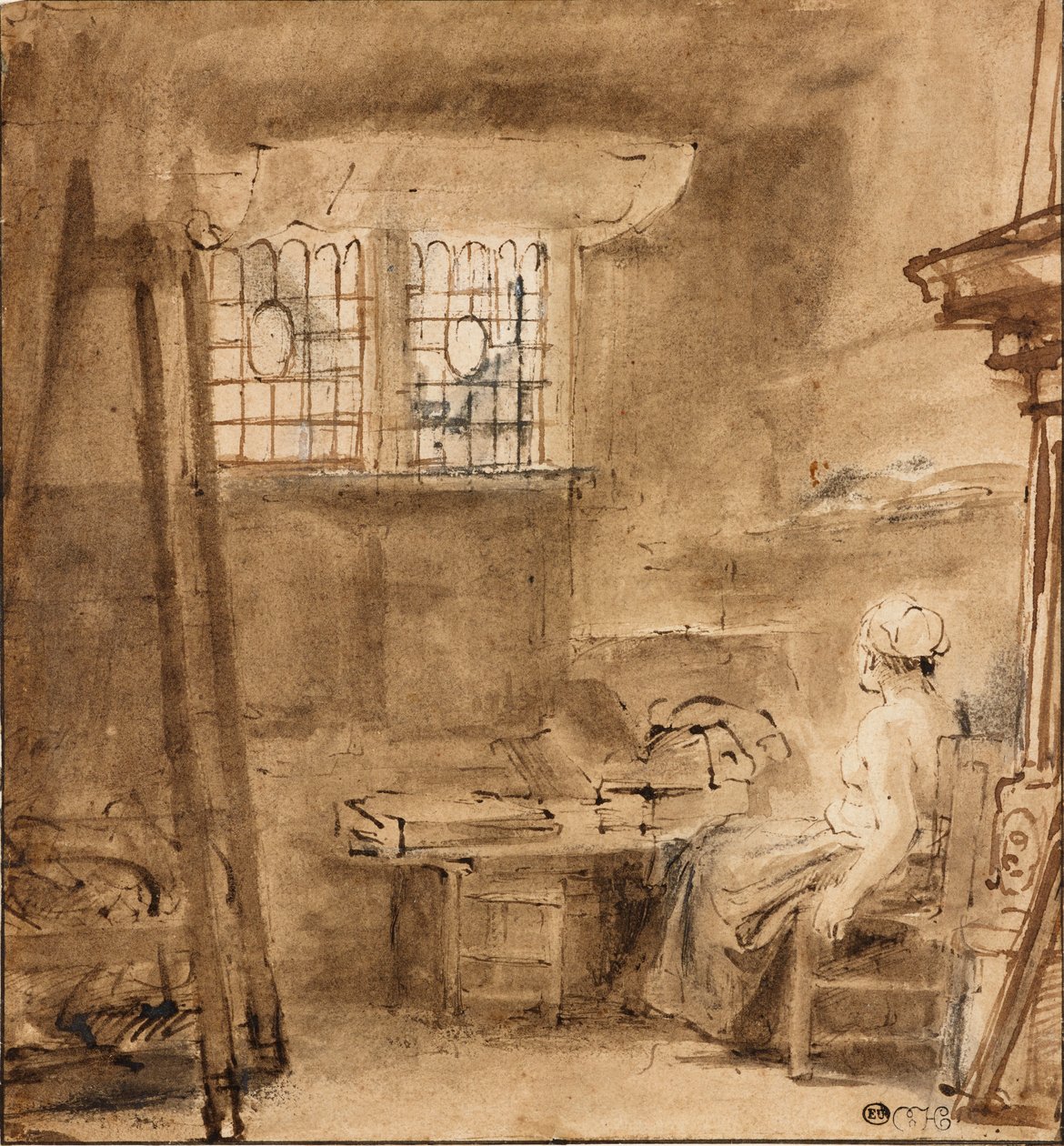 Taiteilijan ateljee, 1659 tekijältä Rembrandt van Rijn