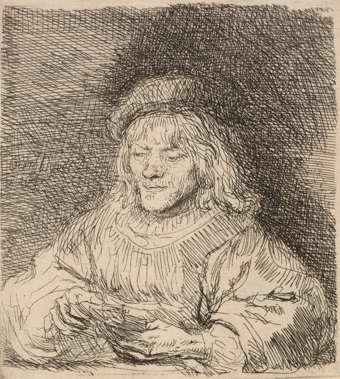 Kortinpelaaja, 1641. tekijältä Rembrandt van Rijn
