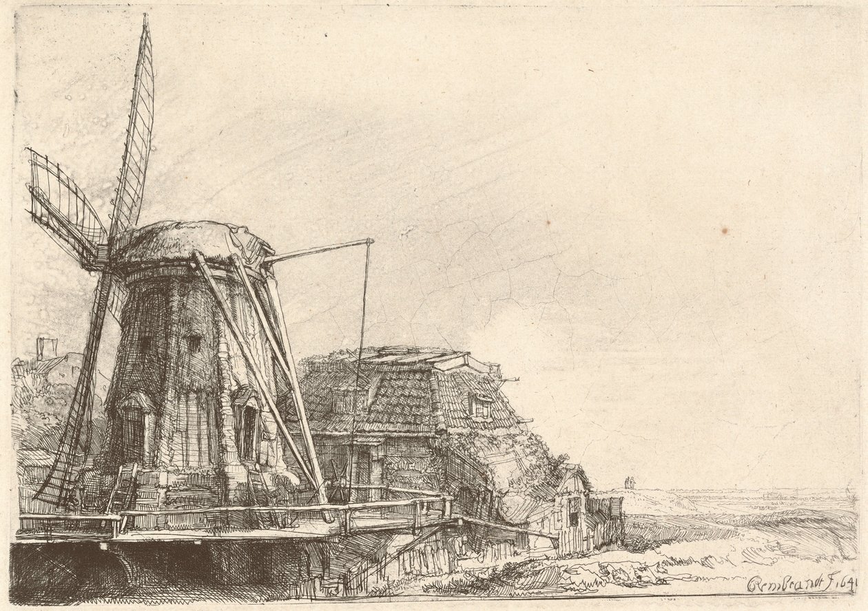 Tuulimylly tekijältä Rembrandt van Rijn