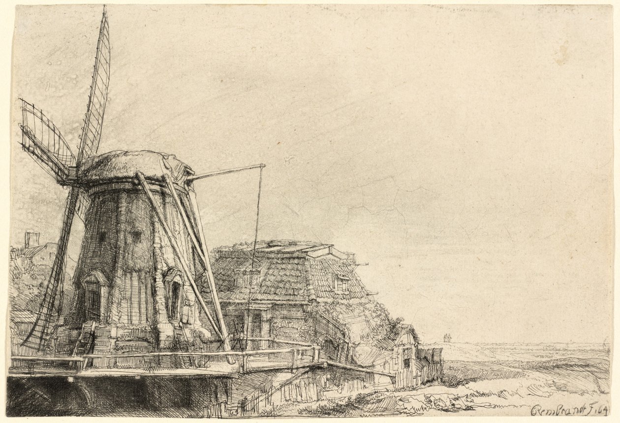 Tuulimylly tekijältä Rembrandt van Rijn