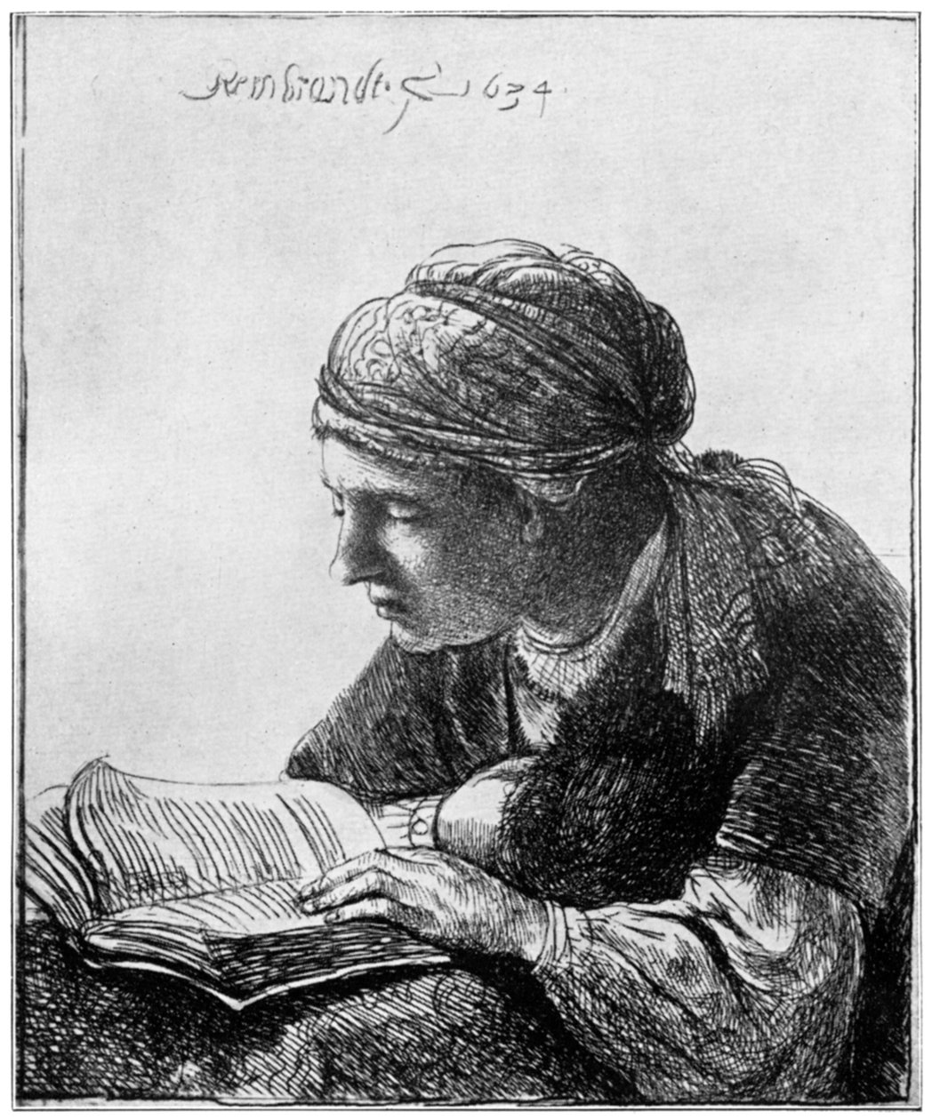 Woman Reading, 1634, 1912. tekijältä Rembrandt van Rijn