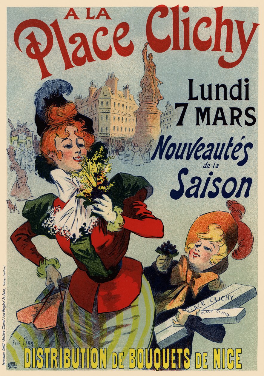 A la Place Clichy -juliste, 1890-luku tekijältä René Louis Péan