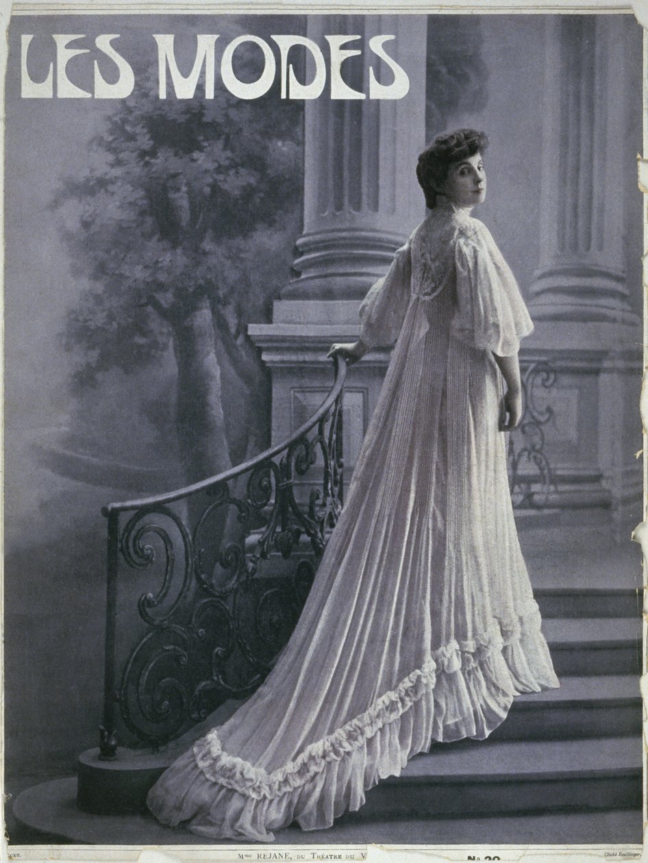 Madame Rejane Theater du Vaudevillessä, kansikuva Les Modes -lehden Pariisista, n. 1900 tekijältä Reutlinger Studio