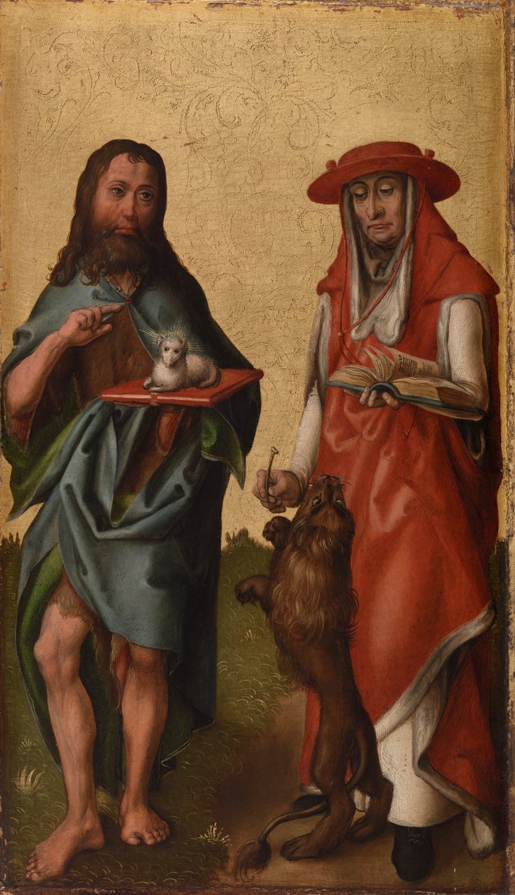 Pyhät Johannes Kastaja ja Hieronymus tekijältä Rhenish Master