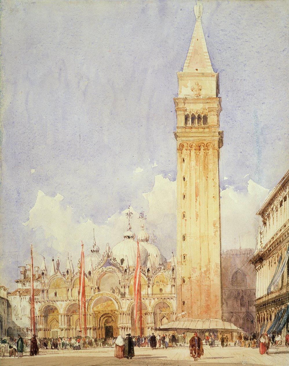 Piazza San Marco, Venetsia, n. 1826 (grafiitti ja wc paperilla) tekijältä Richard Parkes Bonington