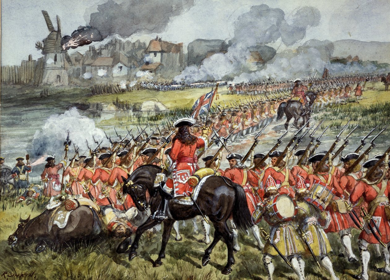 16. jalkarykmentti Blenheimissa, 13. elokuuta 1704, noin 1900 tekijältä Richard Simkin