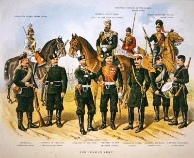 Venäjän armeija, n. 1890 (väri litho) tekijältä Richard (after) Simkin