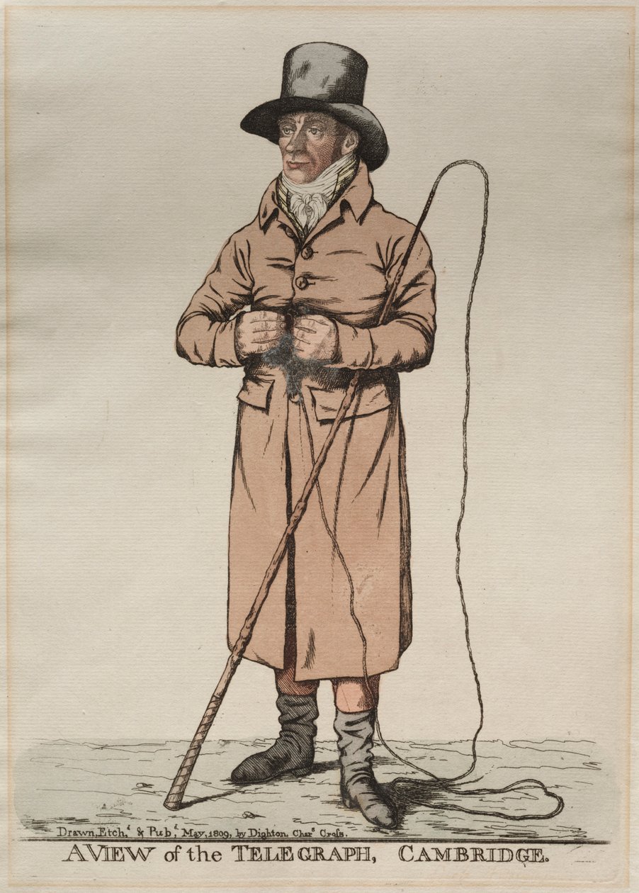 Näkymä Telegraphista, Cambridge, 1809. tekijältä Richard Dighton