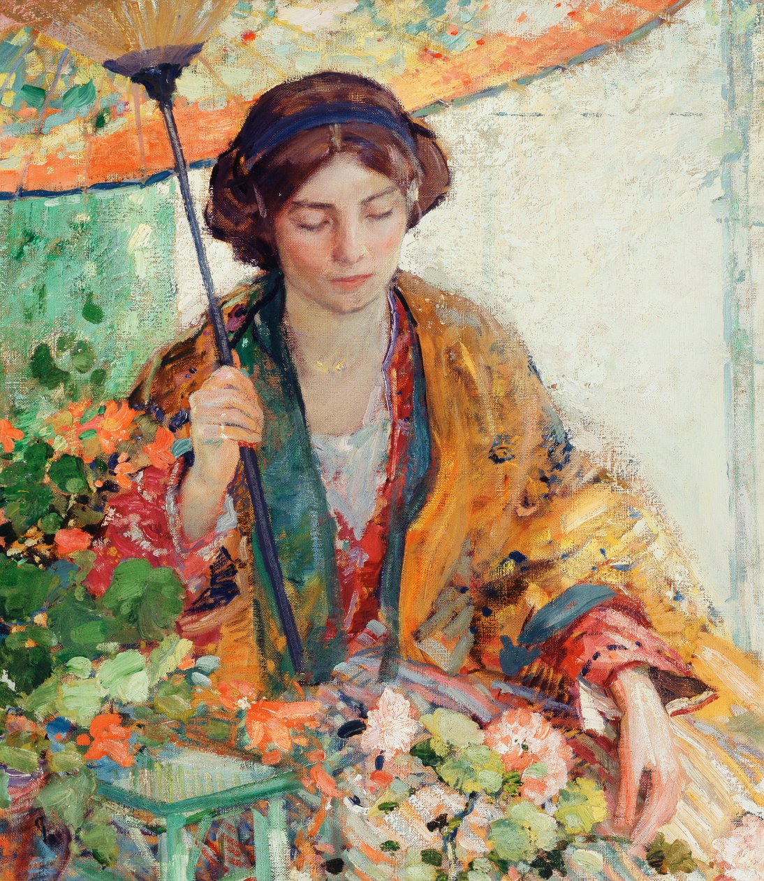 Nainen päivänvarjolla tekijältä Richard Emil Miller