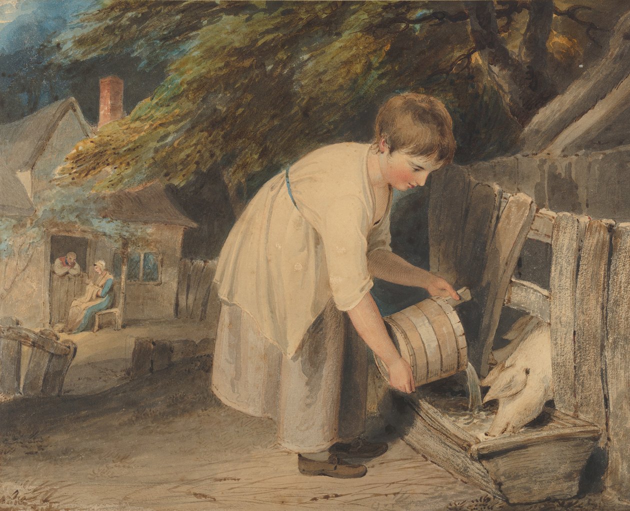 Tyttö ruokkii sikoja, 1800. tekijältä Richard Westall