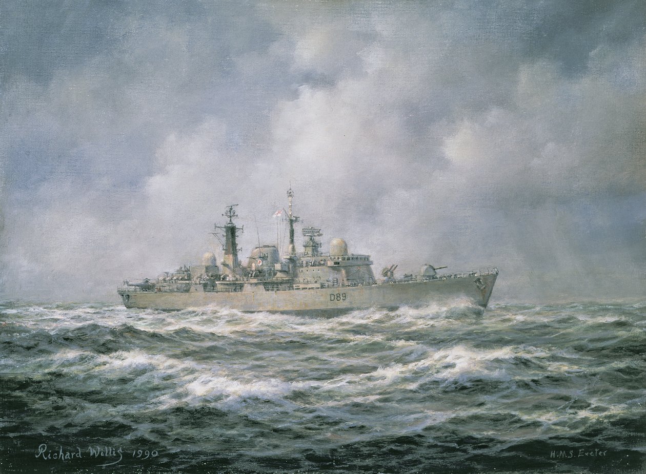 H.M.S. Exeter merellä, 1990 tekijältä Richard Willis