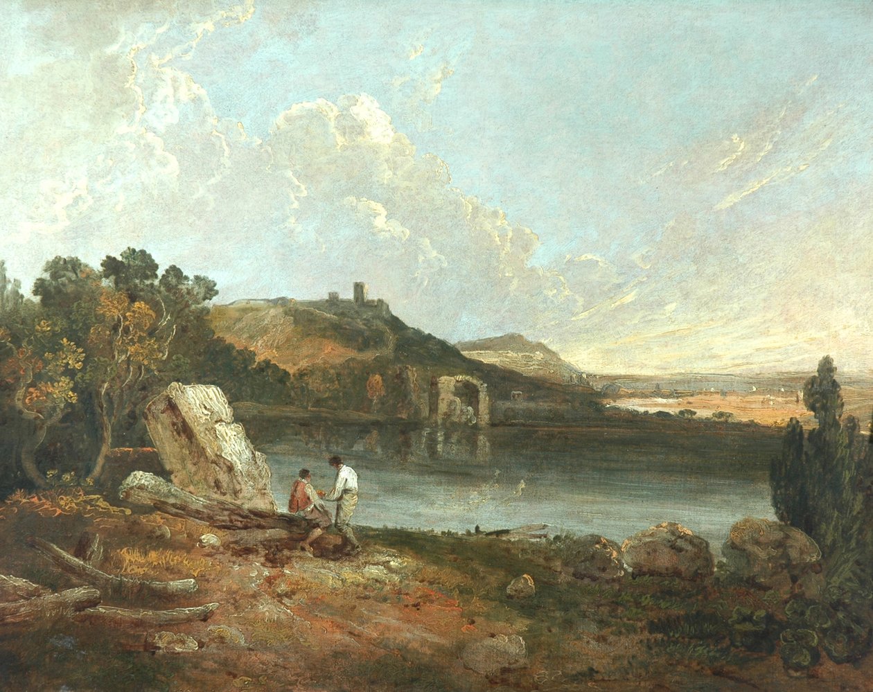 Italian järvimaisema (öljy kankaalle) tekijältä Richard Wilson