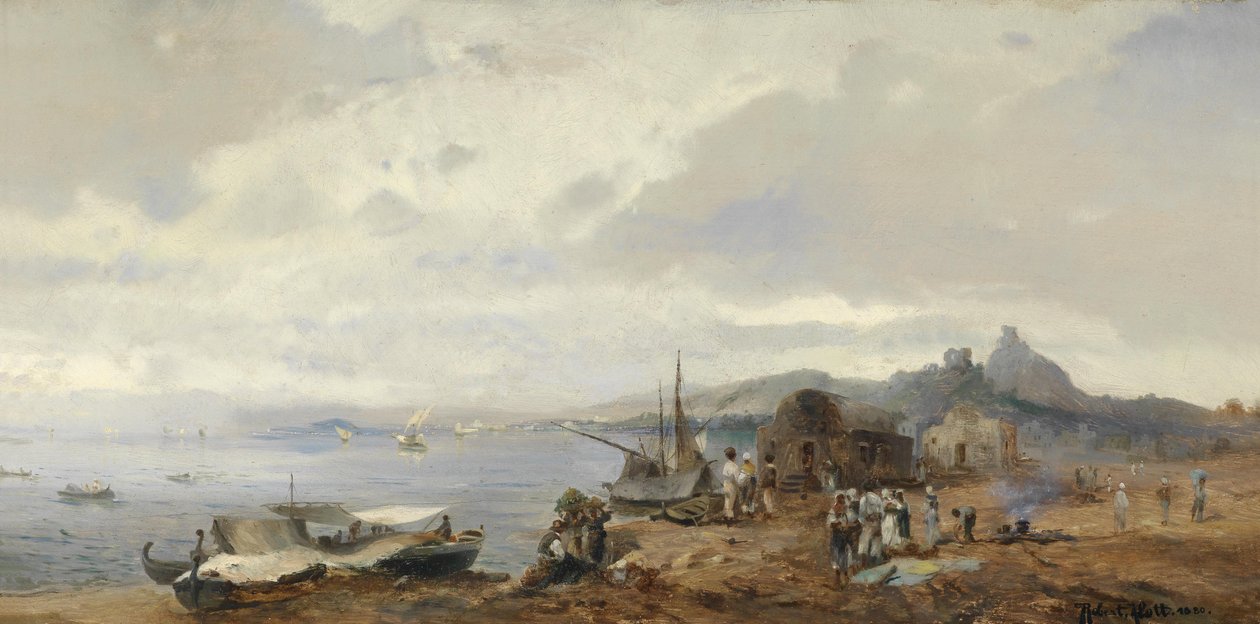 Kalastajat Etelä-Italian rannikkomaisemassa tekijältä Robert Alott