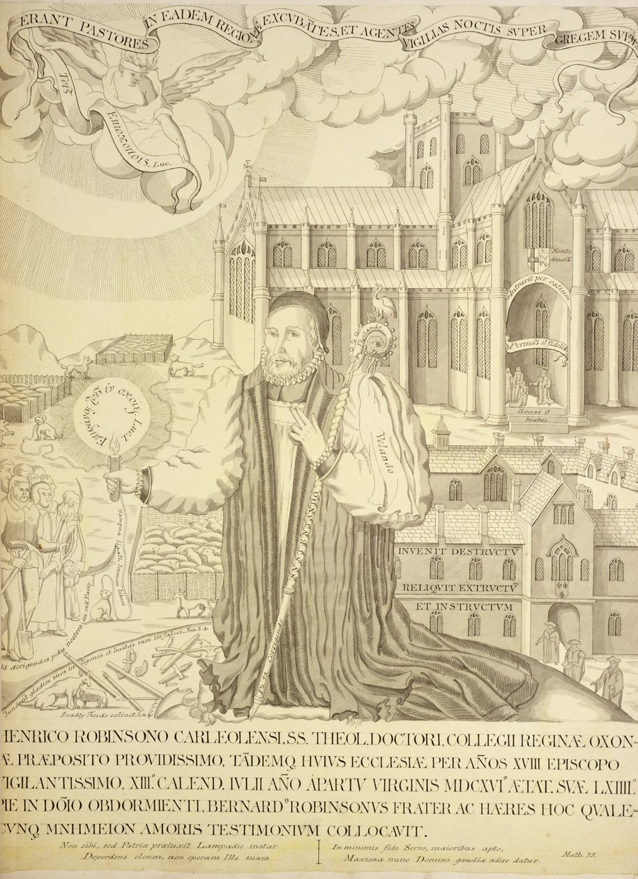 Ms. New Coll 380, f5r. Pyhän Marian Carlislen katedraalikirkon antiikki, piirtänyt Robert Carlile, 1795 (kynä ja muste ja pesu paperille) tekijältä Robert Carlile