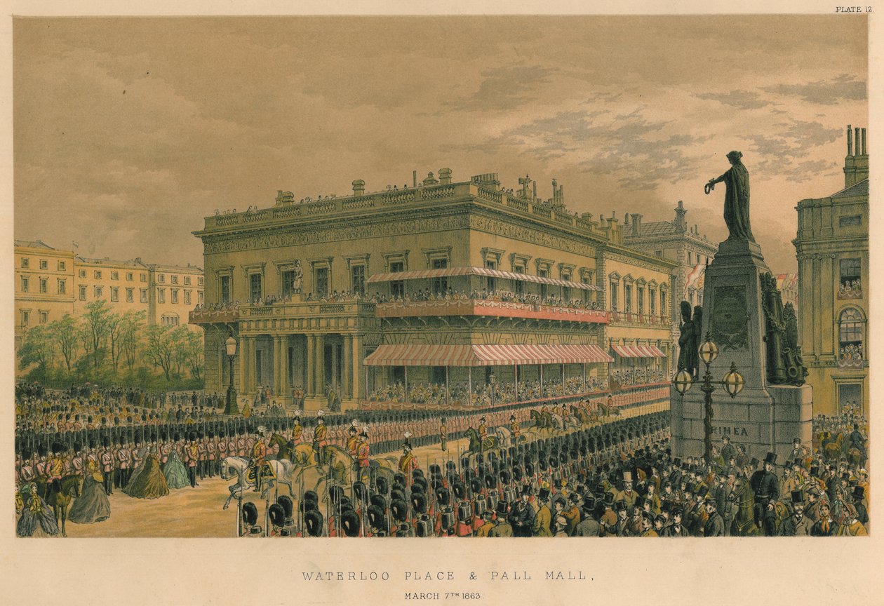 Waterloo Place ja Pall Mall, 7. maaliskuuta 1863, 1863 tekijältä Robert Charles Dudley