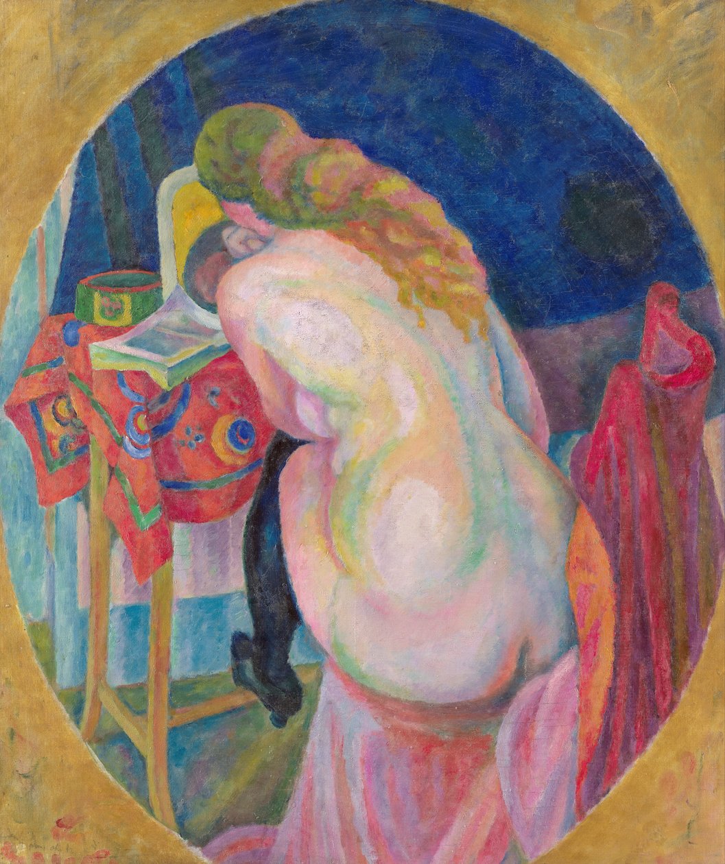 Alaston nainen lukee tekijältä Robert Delaunay