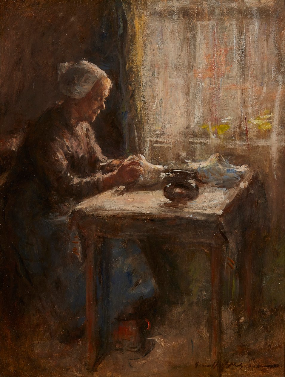 Ikkunan vieressä (öljyä laivalla) tekijältä Robert Gemmell Hutchison