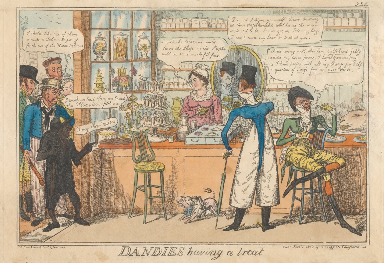 Dandyt herkuttelemassa tekijältä Robert Isaac Cruikshank
