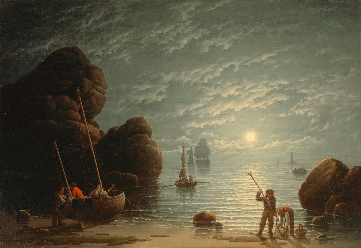 Moonlight Coastal Scene tekijältä Robert Salmon