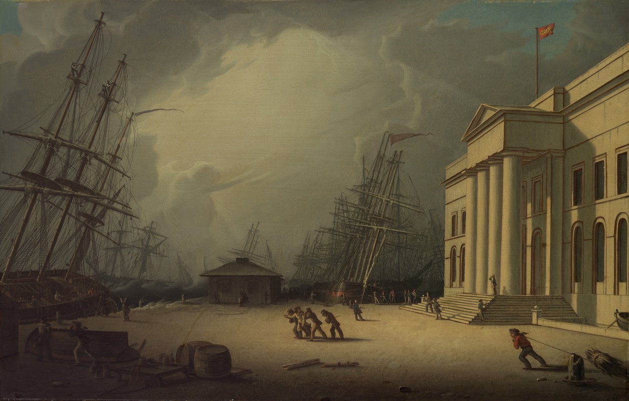 Custom House Greenockissa, Skotlannissa, 1828. tekijältä Robert Salmon