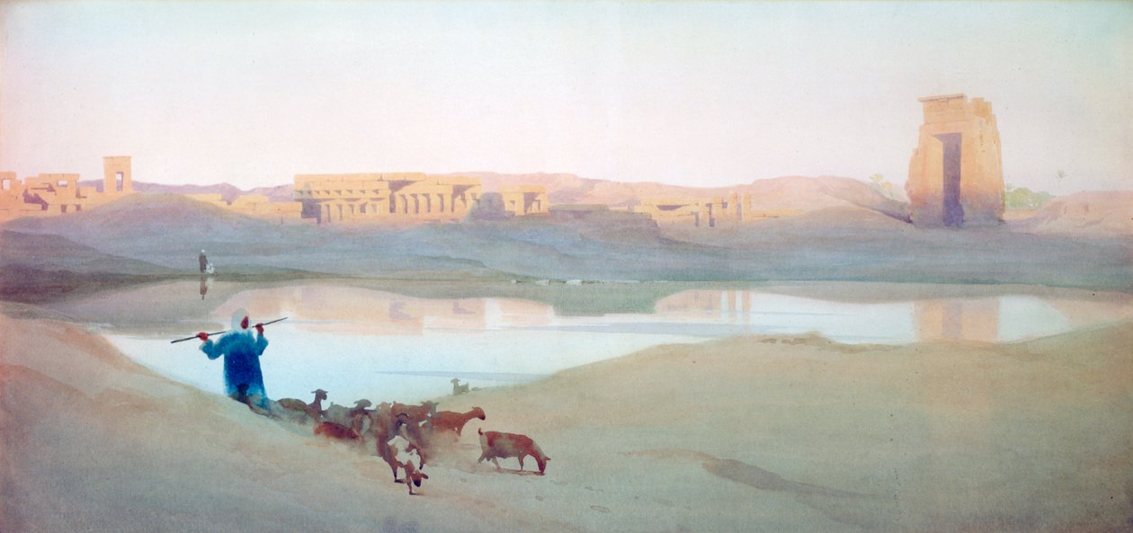 "Pyhä järvi, Karnak", Egypti, 1900 tekijältä Robert Talbot Kelly