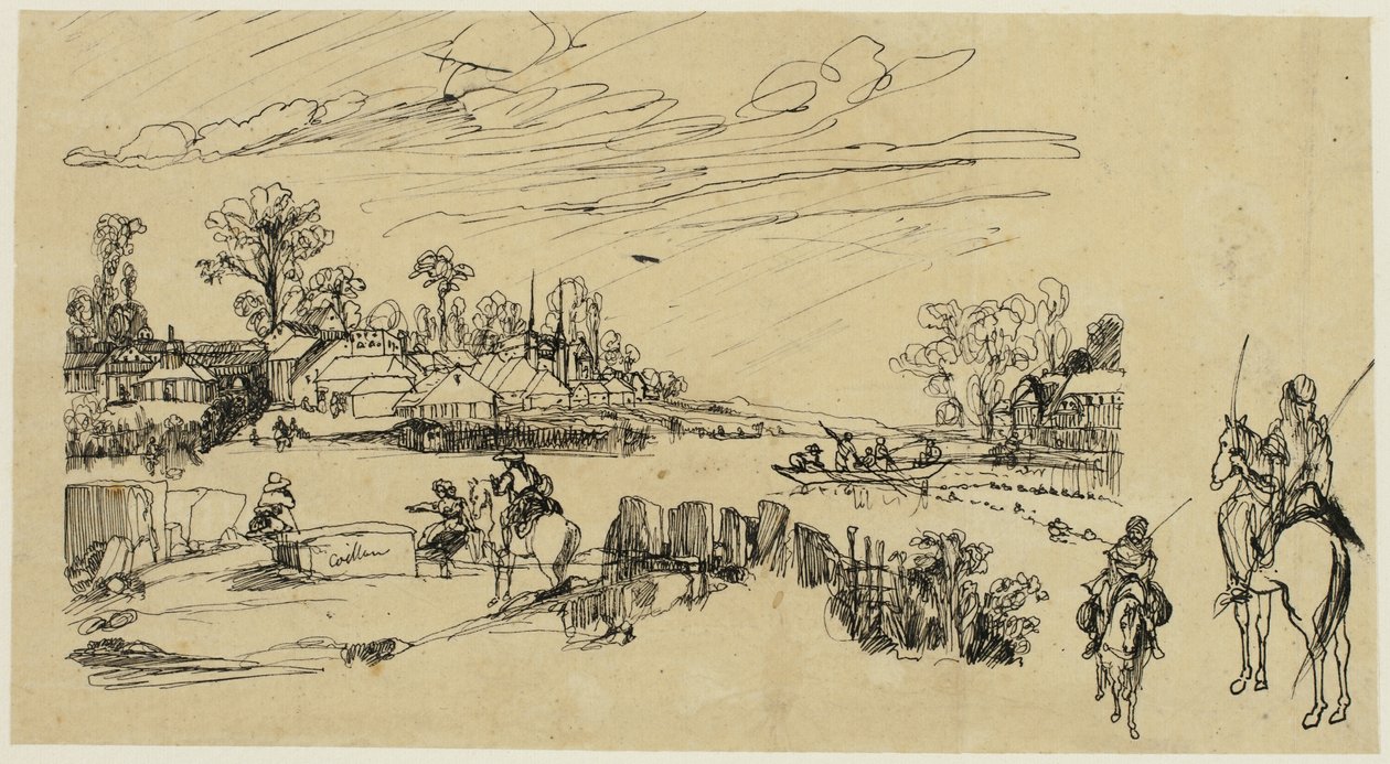 Ratsumiehet ja kalastajat tekijältä Rodolphe Bresdin