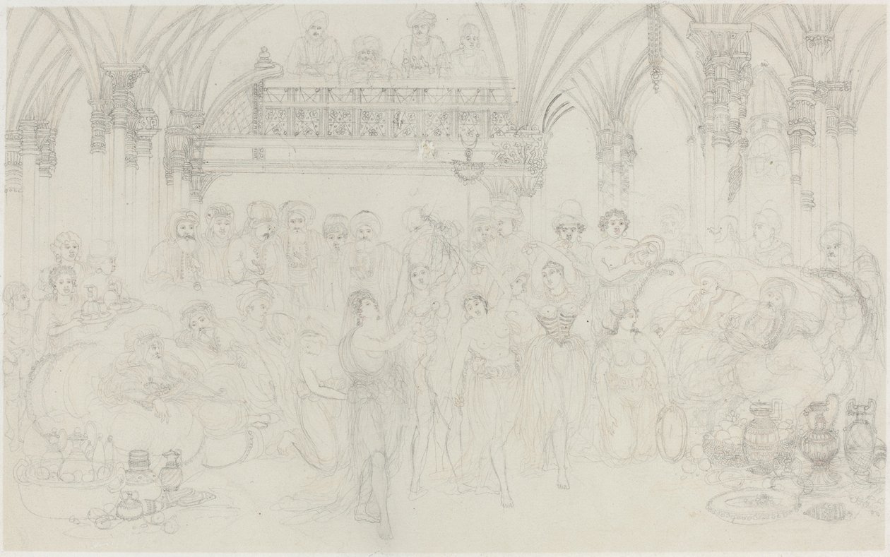 Sisustus: Dancing Girls Entertaining Chieftains tekijältä Rodolphe Bresdin