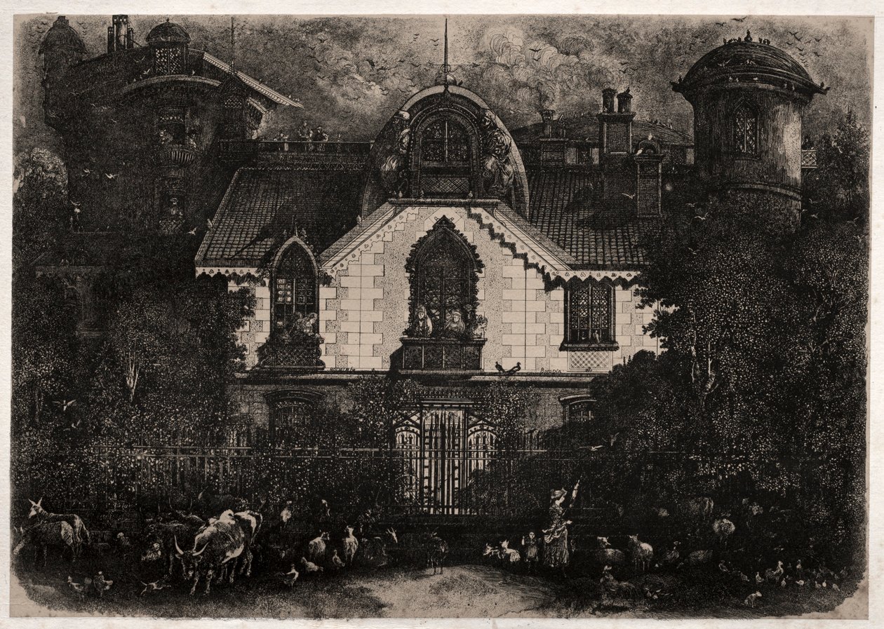 Lumottu talo, 1871. tekijältä Rodolphe Bresdin