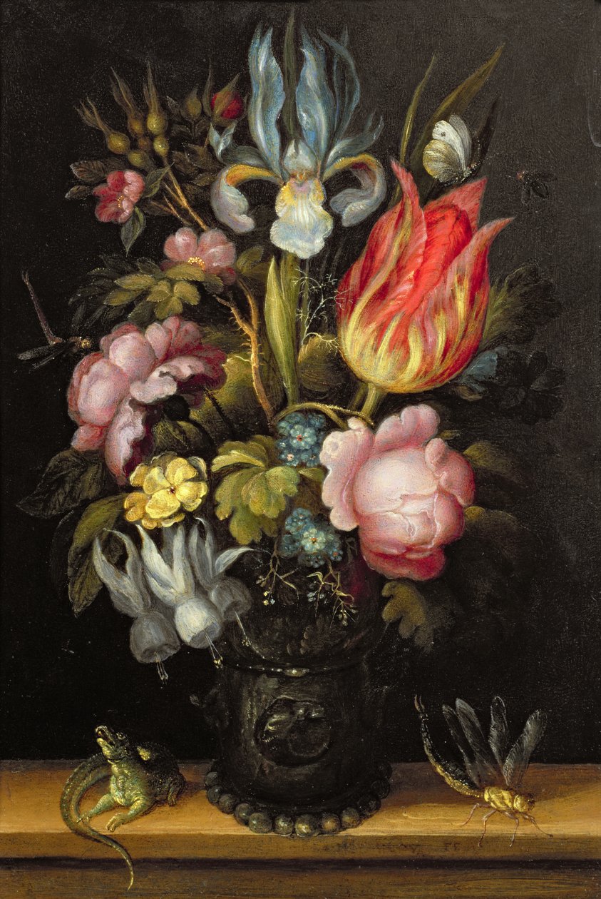 Kukkakappale Roemerilla, n.1615 (öljy kuparille) tekijältä Roelandt Jacobsz. Savery
