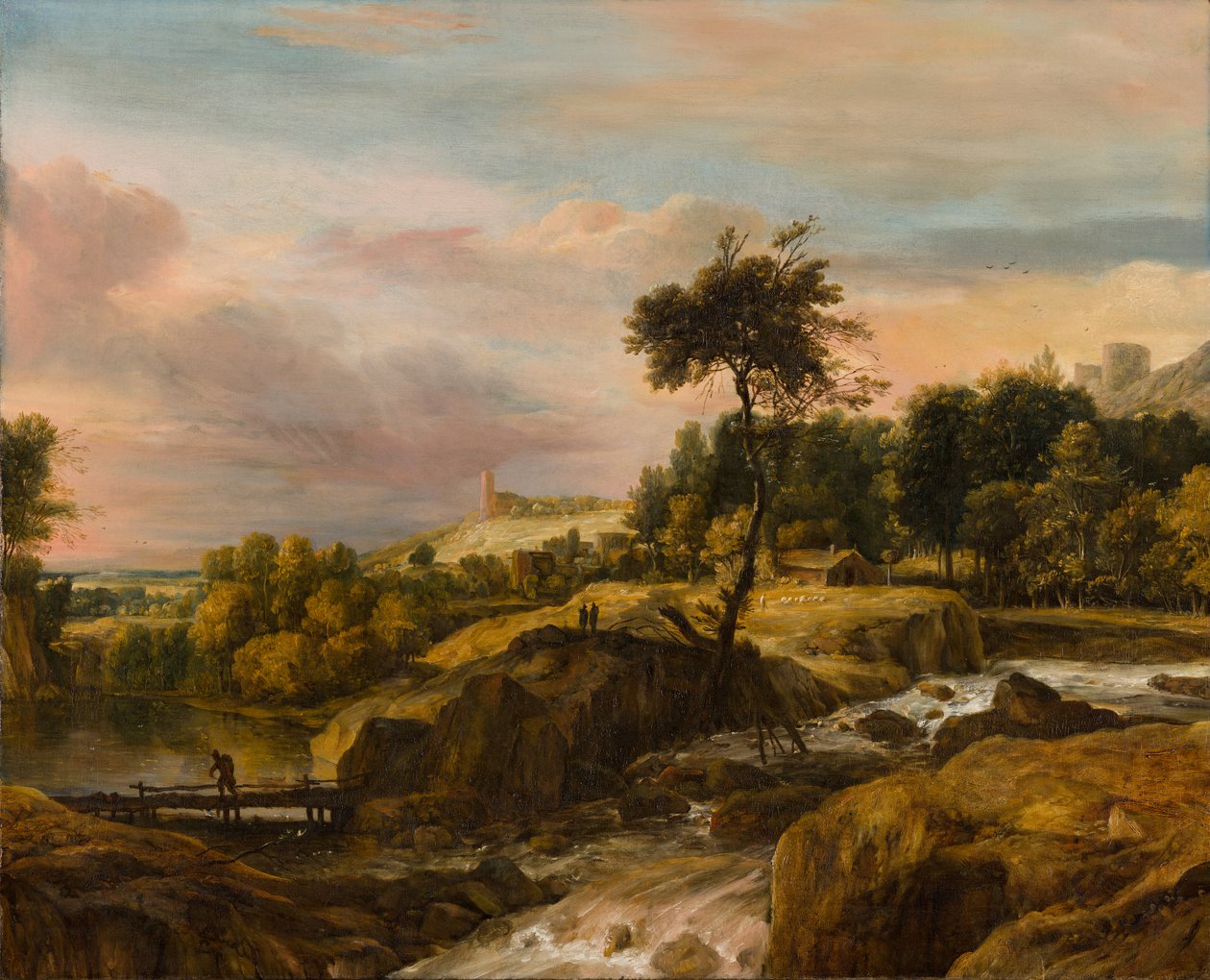 Berglandschap ja vesiväylä tekijältä Roelandt Roghman