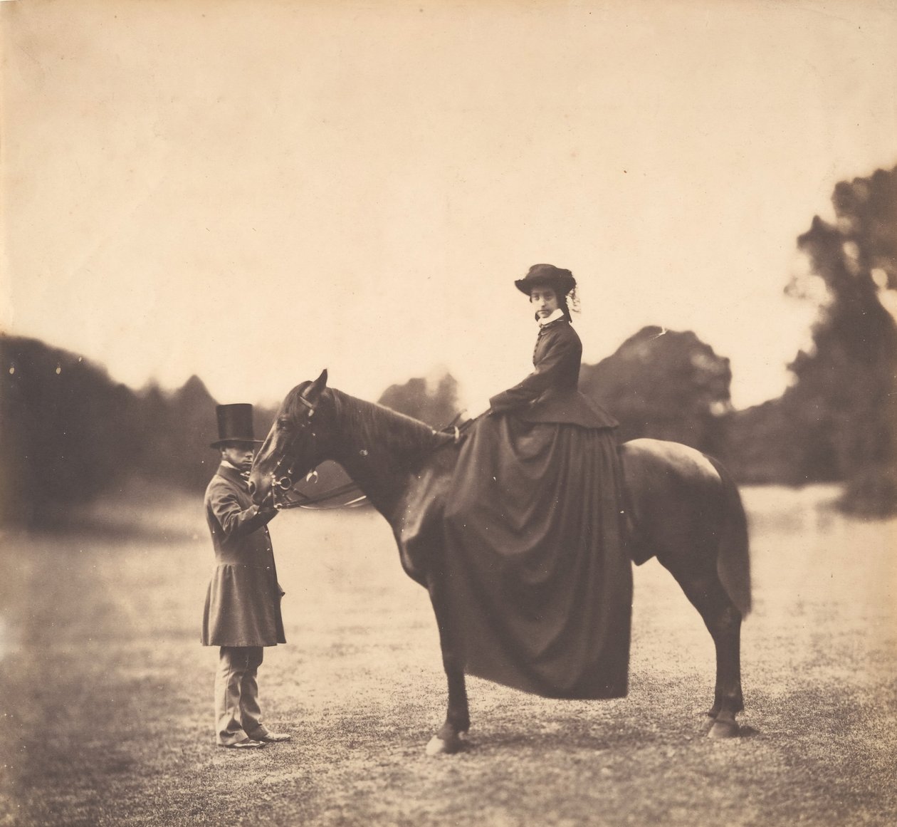 Nainen hevosen selässä, 1850-luku. tekijältä Roger Fenton