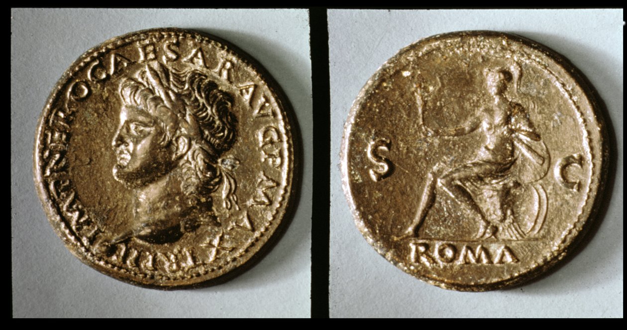 Neroa kuvaava kolikko (metalli) tekijältä Roman