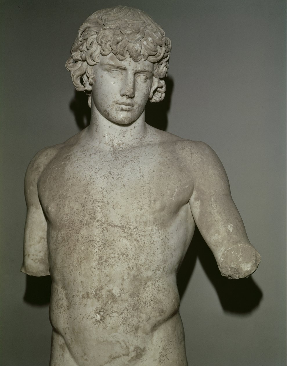 Antinousin hahmo, vuoden 130 jKr. jälkeen (marmori) (yksityiskohta) (ks. myös 65413) tekijältä Roman