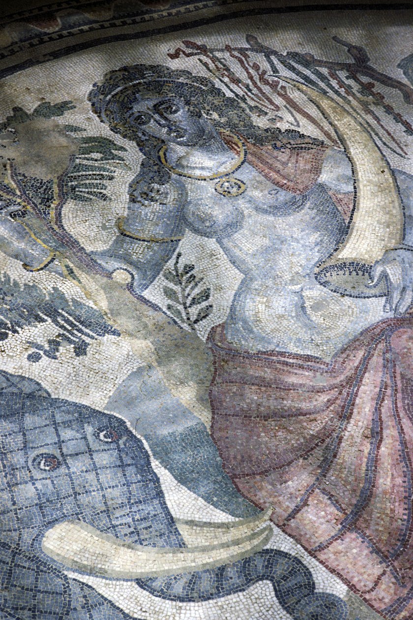 Lattian yksityiskohta, jossa on norsu ja alaston nainen tekijältä Roman