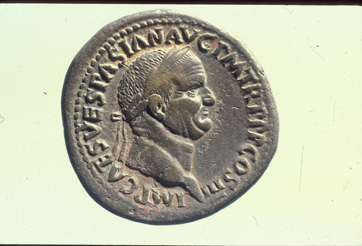 Keisarillinen kolikko, jossa on keisari Vespasianus (pronssi) (katso kääntöpuoli 398242) tekijältä Roman